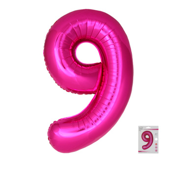 Цифра 9 Фуксия SLIM в упаковке, фольгированные шары