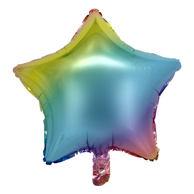 Звезда Радужный Пастель в упаковке / Yellow-Blue-Red Ombre, фольгированный шар