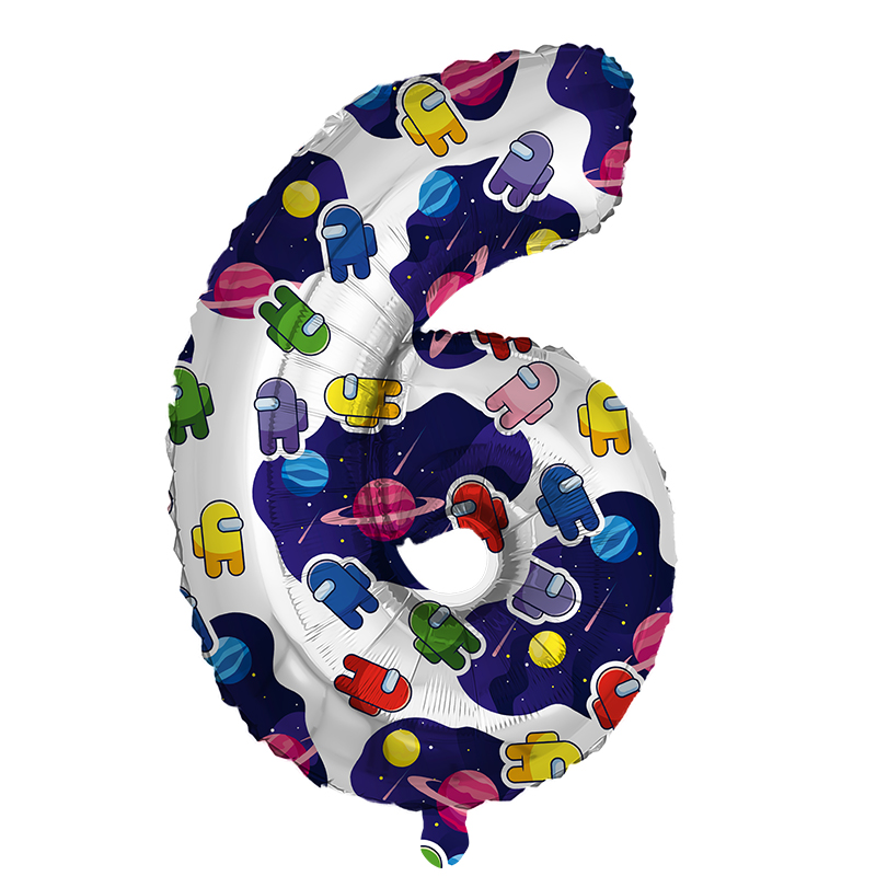 Цифра 6 Космонавтики в упаковке, фольгированный шар