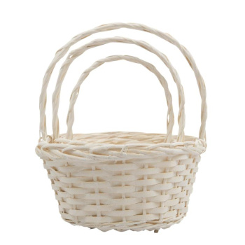 Набор корзин плетеных с ручкой 3 в 1. Ива, белый / большая