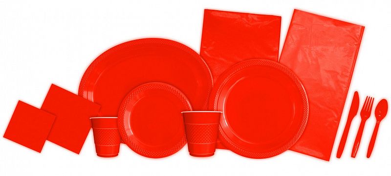 Тарелки сервировочные пластиковые "Делюкс" Красные