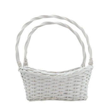 Набор корзин плетеных с ручкой 2 в 1. Ива, белый / большая