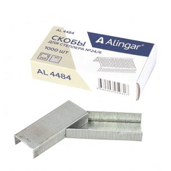 Скобы для степлера  №24/6 "ALINGAR", оцинкованные, до 30 л, 1000 шт уп.
