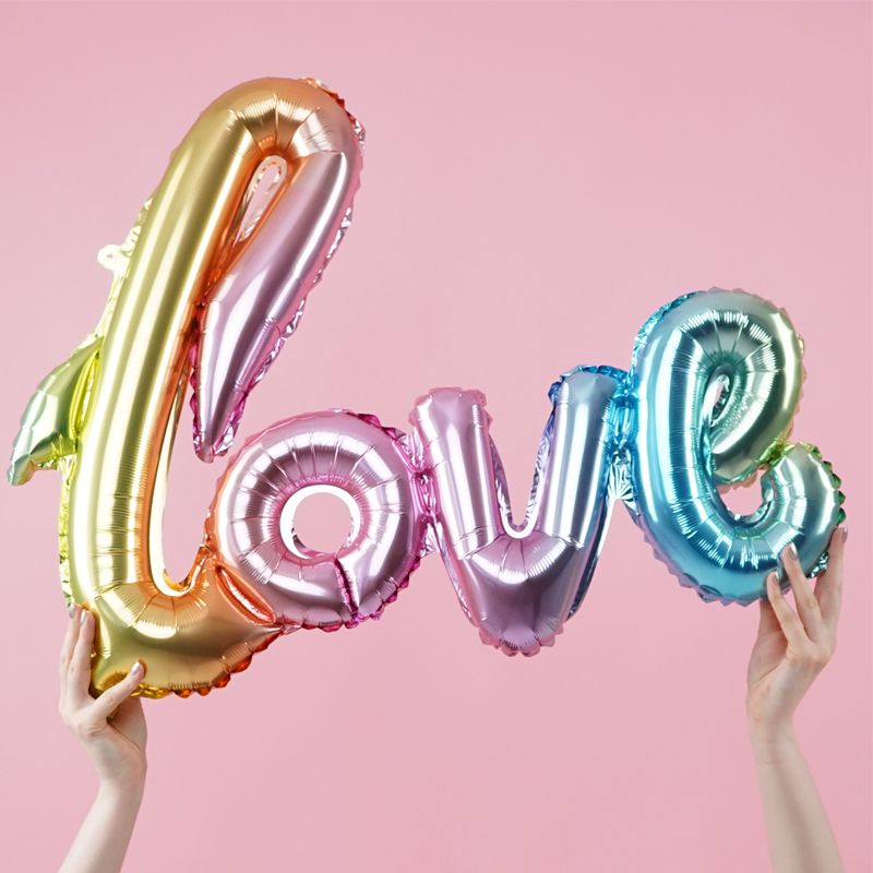 Надпись "LOVE" Радужная пастель в упаковке, фольгированный шар