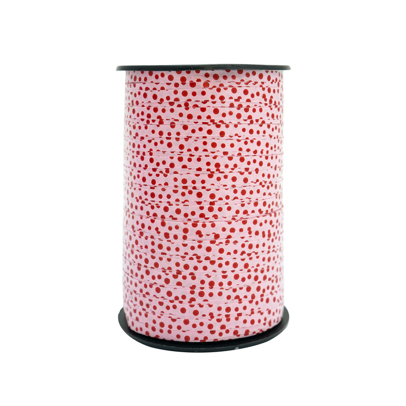 Красный горошек на розовом лента для воздушных шаров / 500 м