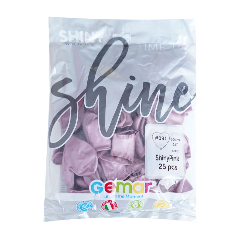 Сердце Розовый, Хром / Shiny Pink, латексный шар