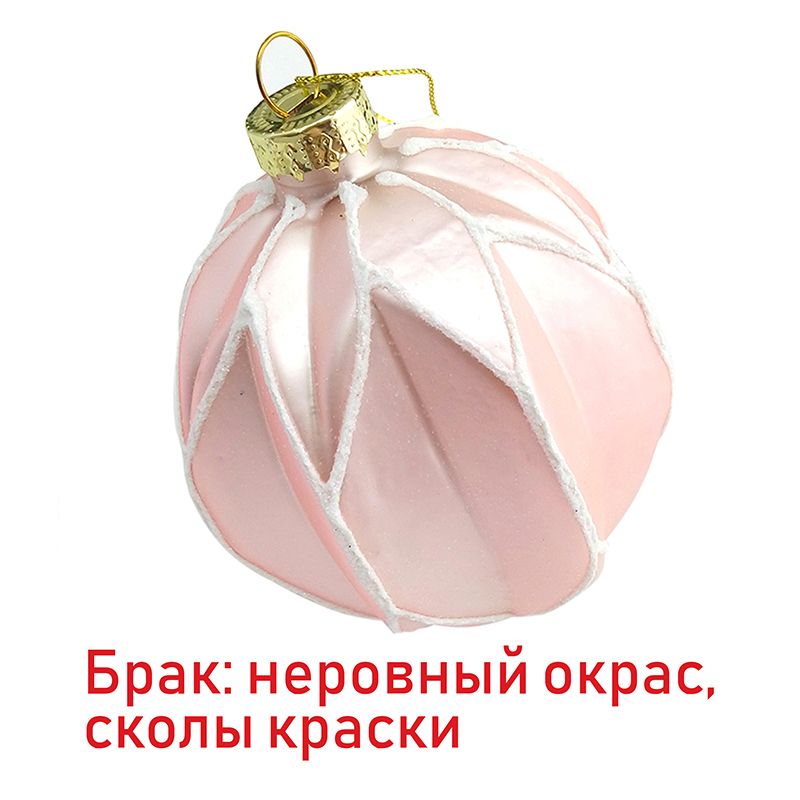 Новогодний стеклянный шар "Грани" Розовое Золото УЦЕНКА