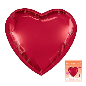 Сердце Красный в упаковке, фольгированный шар