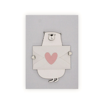 Открытка Медведь с конвертом. Ручная работа