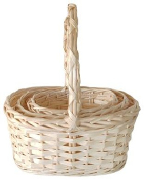 Набор корзин плетеных с ручкой. Ива, выбеленный