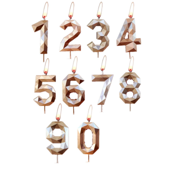 Свеча тортовая цифра 0 на шпажке "Многогранник" Шампань