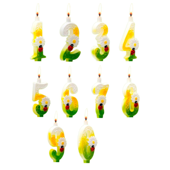 Свеча тортовая цифра "С ромашками" 0