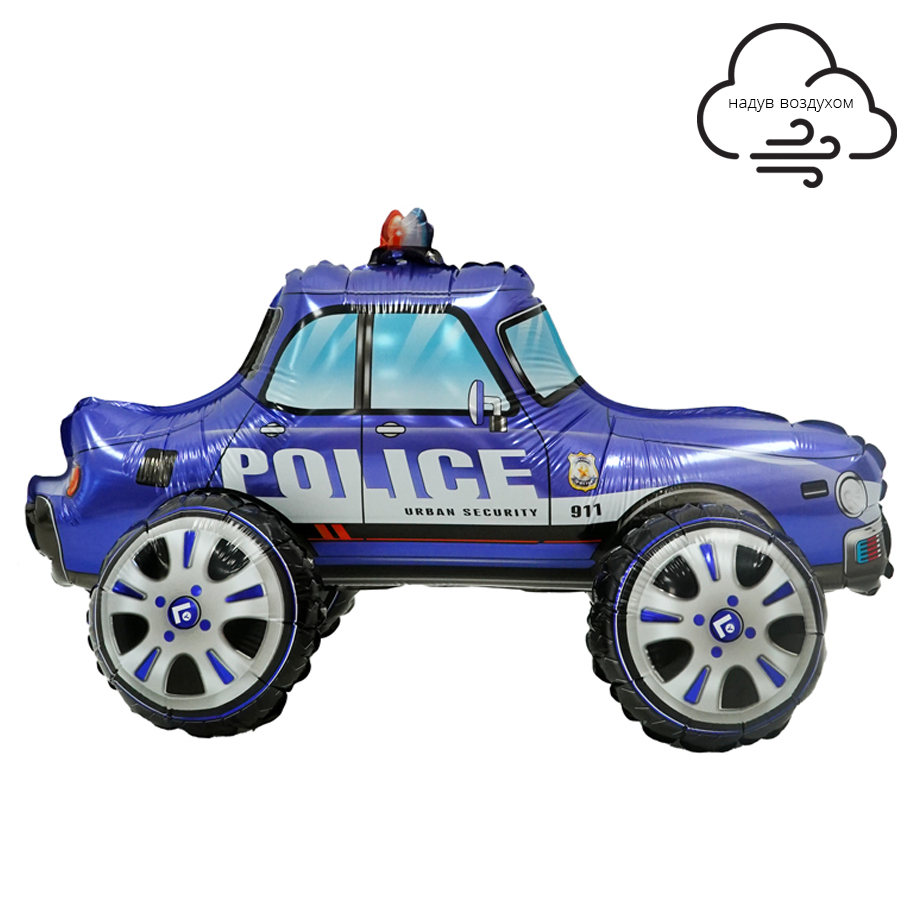 Полицейская машина синяя, фольгированный шар
