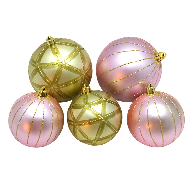 Новогодние шары "Геометрия" с золотом (розовый и золотой)