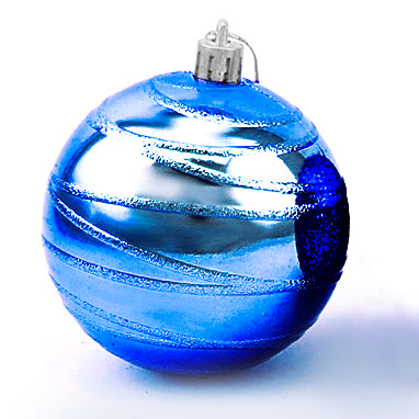 Новогодние шары Синие глянцевые с глиттерным рисунком УЦЕНКА