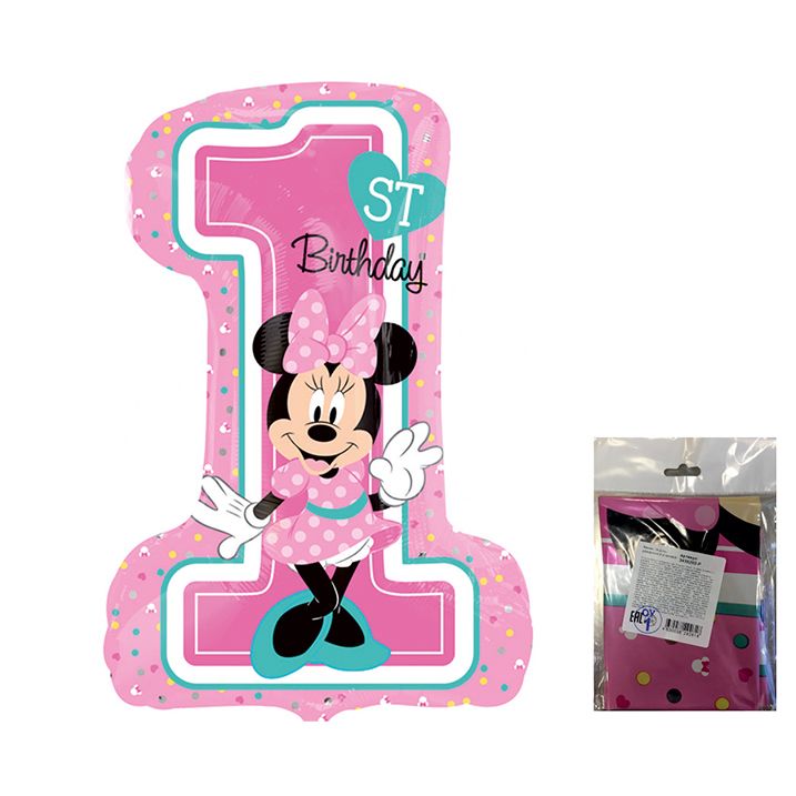 Цифра Минни 1й День рождения  в упаковке / Minnie 1st Birthday S60