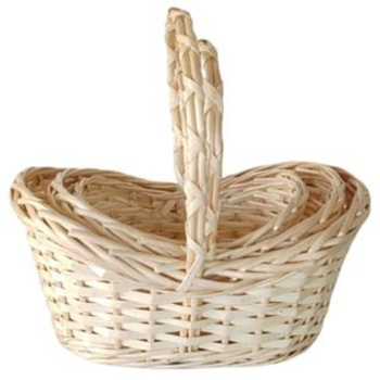 Набор корзин плетеных с ручкой. Ива, выбеленный