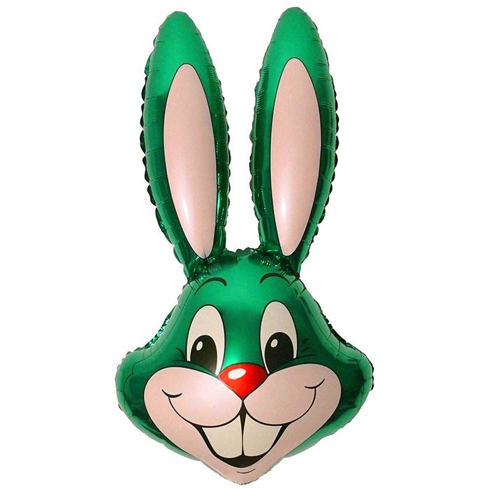 Заяц (зеленый) голова, фольгированный шар