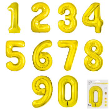 Цифра 0 Золото SLIM в упаковке, фольгированные шары