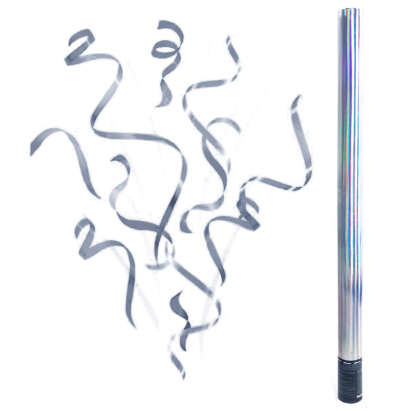 Пневмохлопушка "Голография" Серебряный серпантин