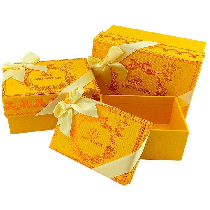 Набор подарочных коробок 3 в 1 "С наилучшими пожеланиями" Желтый