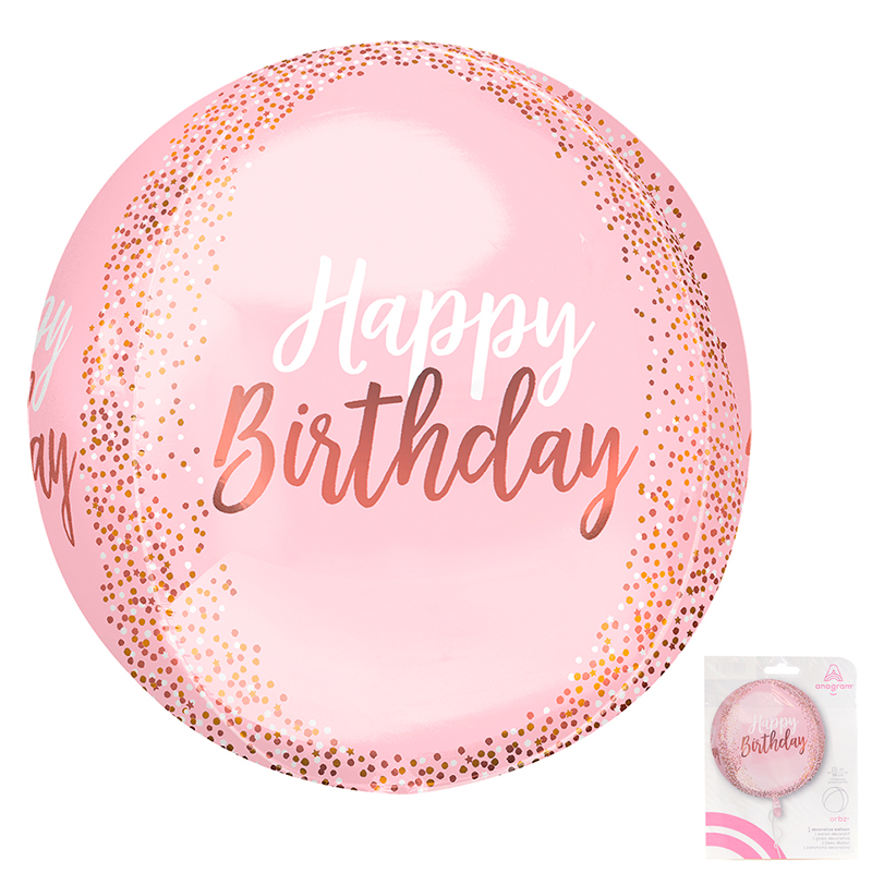 Сфера 3D Розовый С днем рождения в упаковке (НДС 10%)