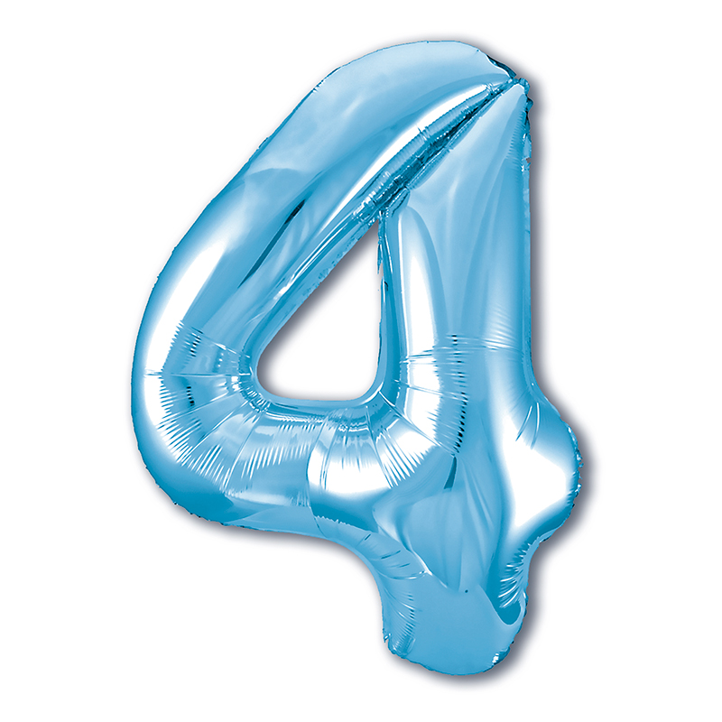 Цифра 4 Нежная голубая в упаковке / Four, фольгированный шар