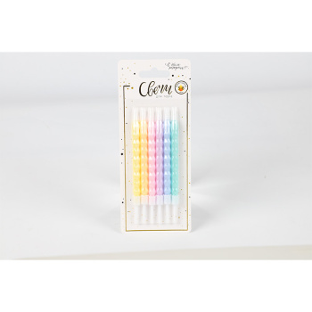 Свечи тортовые классические "Париж" Пастель разноцветная с держателями