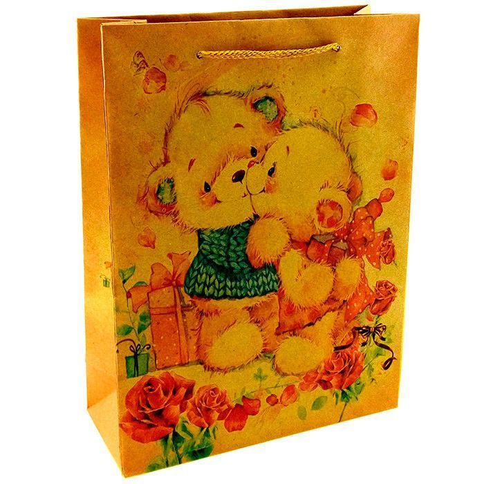 Крафт-пакет подарочный "Влюбленные медвежата"