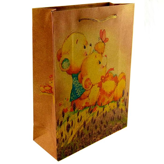 Крафт-пакет подарочный "Мишки с бабочкой"