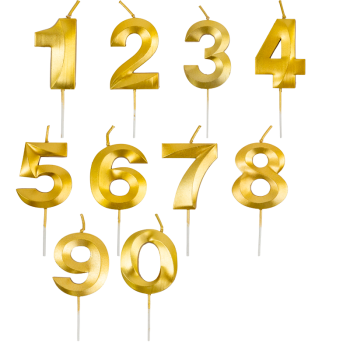 Свеча тортовая цифра 0 на шпажке "Витые" Золото