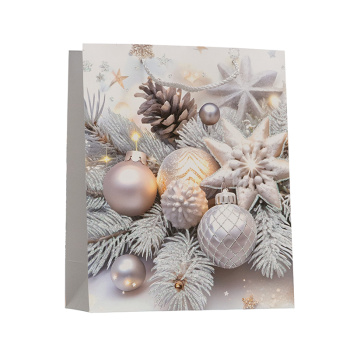 Пакет подарочный "С новым годом! Игрушки. Белый стиль"
