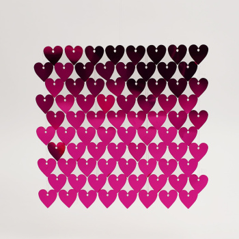 Декоративные панели с пайетками на прозрачной основе Сердца, Фуксия