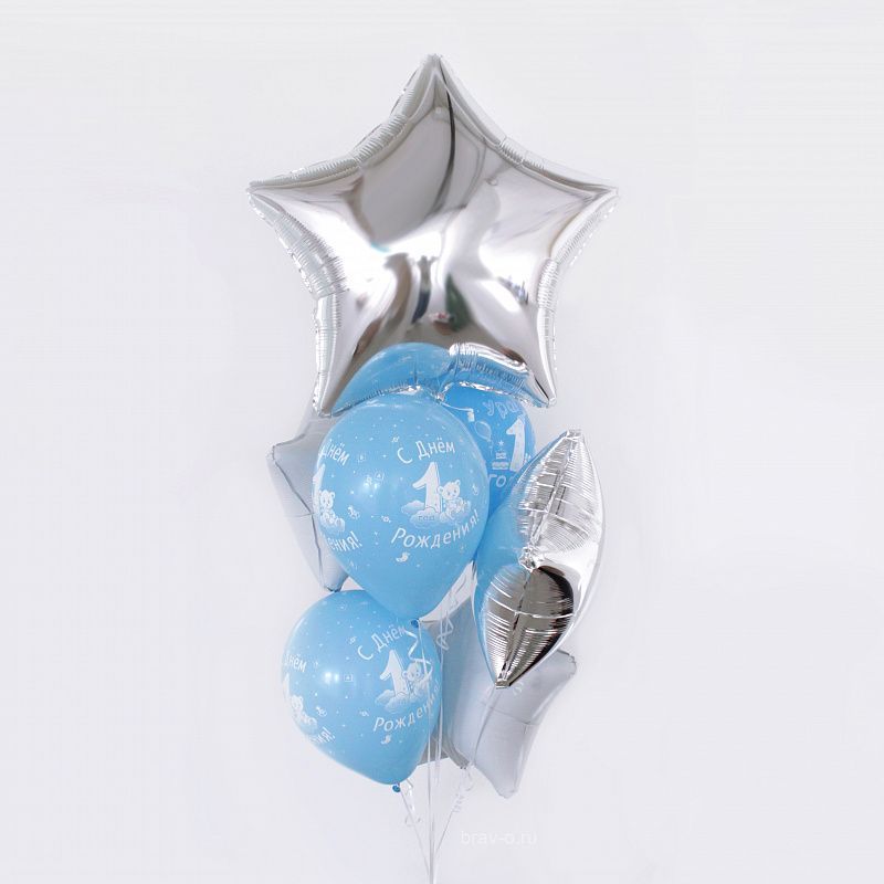 Звезда Серебро / Silver, фольгированный шар
