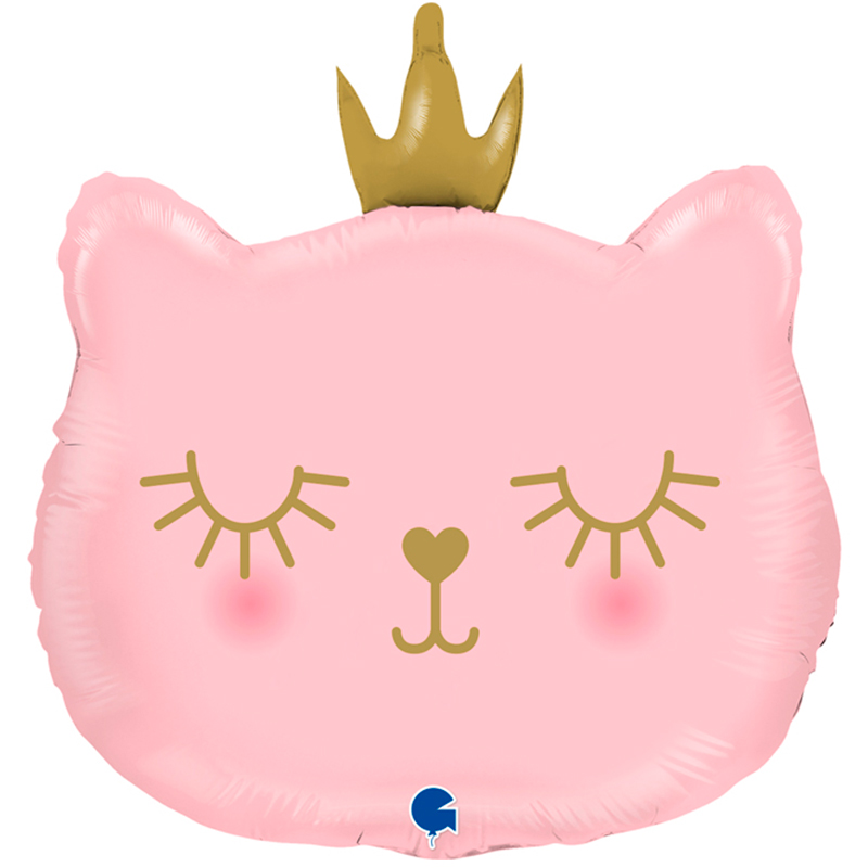 Котенок принцесса розовый голова, фольгированный шар
