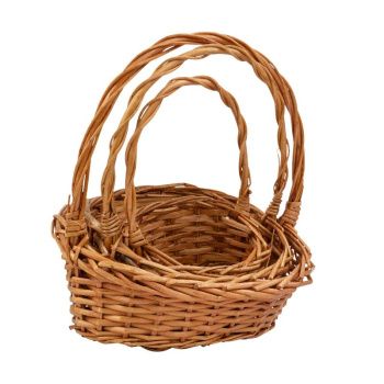 Набор корзин плетеных с ручкой 3 в 1. Ива, медовый
