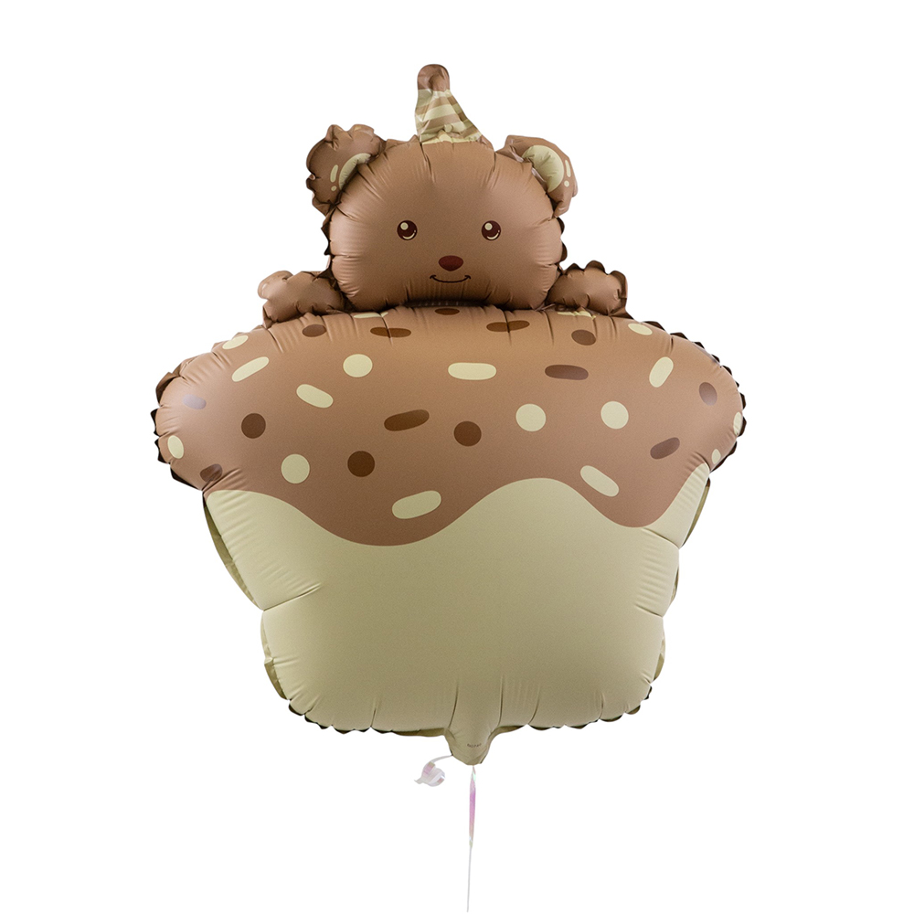 Мишка кексик сатин в упаковке, фольгированный шар