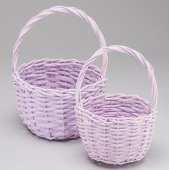 Набор корзин плетеных с ручкой. Ива, сиреневый