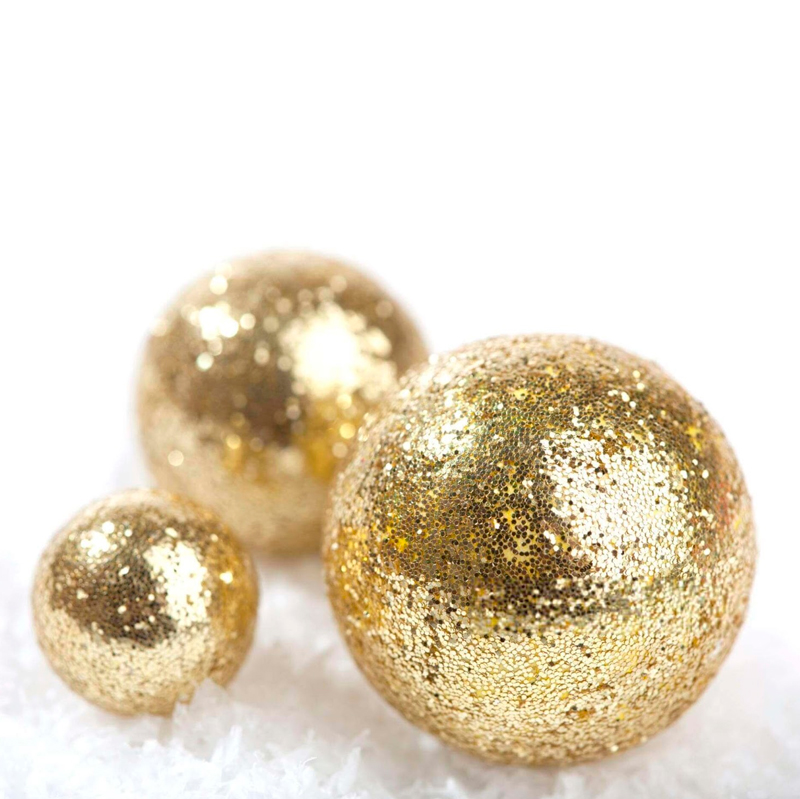 Набор золотых глиттерных шаров из пенопласта 