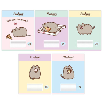 Тетрадь 24л А5 клетка. Pusheen