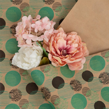 Бумага подарочная крафт "Горох"