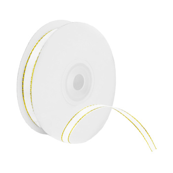 Лента Атлас Белый с золотой нитью