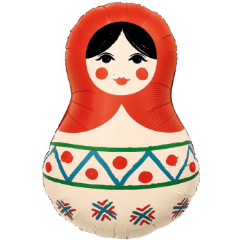 Матрешка белая Русский узор, фольгированный шар