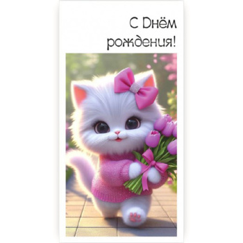 Конверт для денег "С днем рождения!" Кошечка