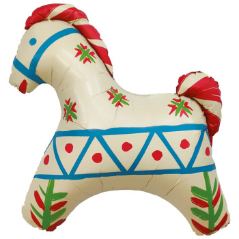 Лошадка белая Русский узор, фольгированный шар