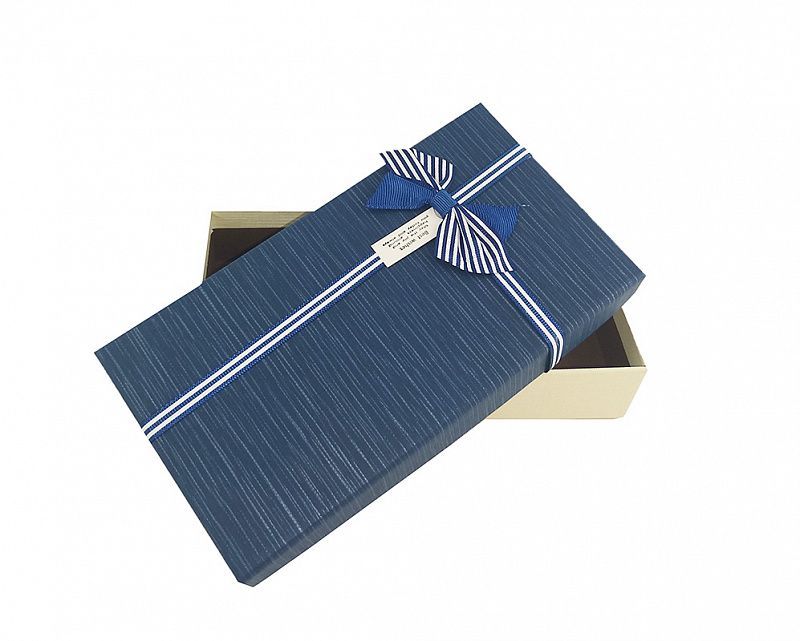 Коробка подарочная "Классика" Синий с лентой и бантом