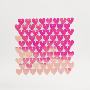 Декоративные панели с пайетками на прозрачной основе Сердца, Розовый Голография