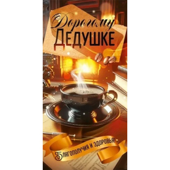 Конверт для денег "Любимому дедушке" Чашка кофе
