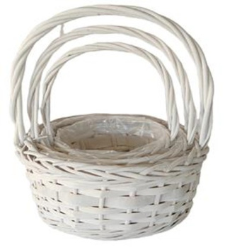 Набор корзин плетеных с ручкой. Ива, белый