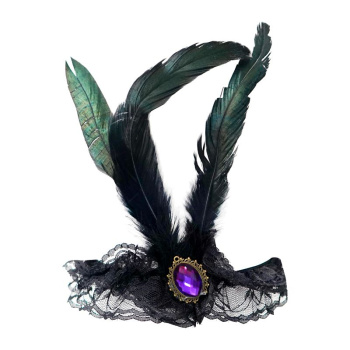 Повязка на голову с пером "Вечеринка Чикаго" Черная 